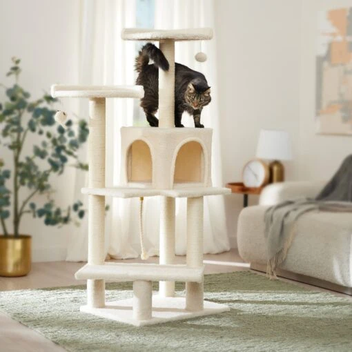 Frisco 57-in Faux Fur Cat Tree & Condo -Cat Supply Store 101805 MAIN. AC SS1800 V1667229234