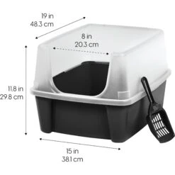 IRIS USA Open Top Litter Box With Scatter Shield & Scoop -Cat Supply Store 116462 PT1. AC SS1800 V1680809019