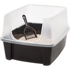 IRIS USA Open Top Litter Box With Scatter Shield & Scoop -Cat Supply Store 116462 PT2. AC SS1800 V1680811968