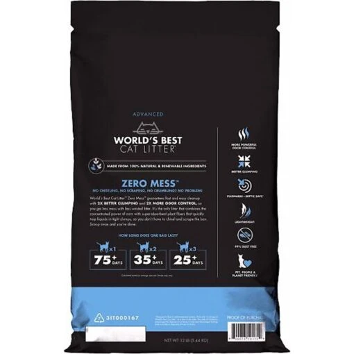 World's Best Zero Mess Unscented Clumping Corn Cat Litter -Cat Supply Store 125587 PT1. AC SS1800 V1497272364