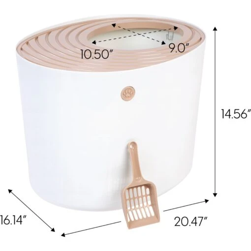 IRIS USA Round Top Entry Cat Litter Box & Scoop -Cat Supply Store 130345 PT1. AC SS1800 V1680881168