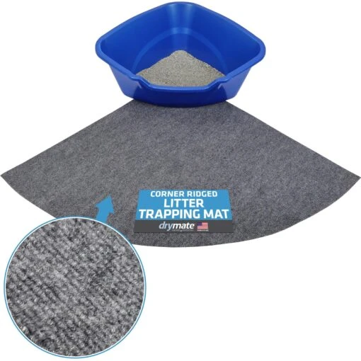 Drymate Corner Ridged Cat Litter Trapping Mat, Grey, 29.5-in X 29.5-in -Cat Supply Store 134952 MAIN. AC SS1800 V1692971887