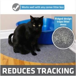 Drymate Corner Ridged Cat Litter Trapping Mat, Grey, 29.5-in X 29.5-in -Cat Supply Store 134952 PT1. AC SS1800 V1689627111