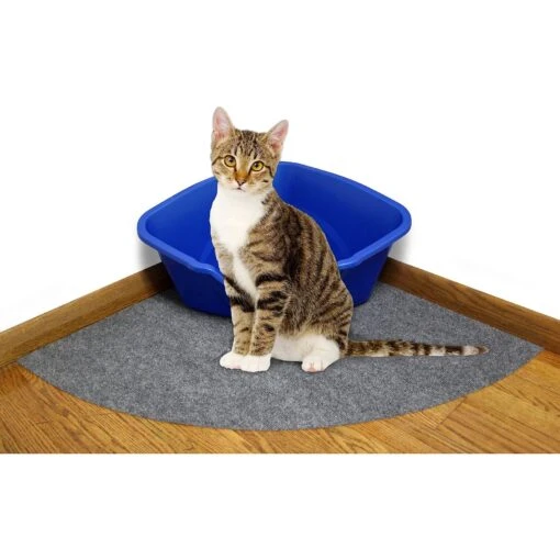 Drymate Corner Ridged Cat Litter Trapping Mat, Grey, 29.5-in X 29.5-in -Cat Supply Store 134952 PT6. AC SS1800 V1502744878