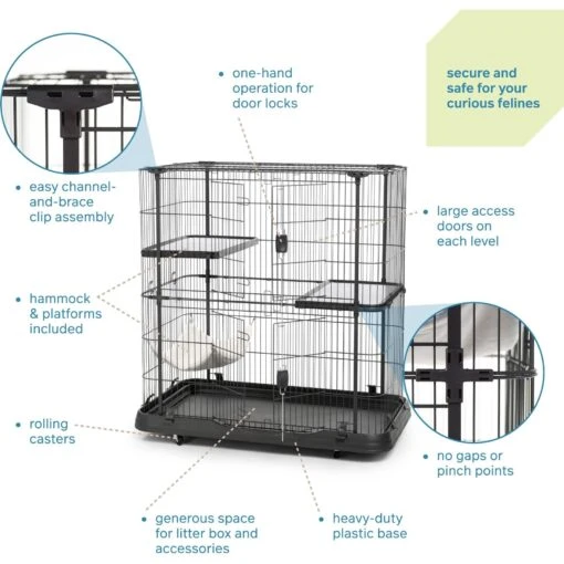 Prevue Pet Products Deluxe Cat Cage Playpen -Cat Supply Store 143768 PT2. AC SS1800 V1670259599