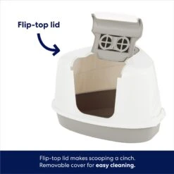 Frisco Flip Top Hooded Corner Cat Litter Box, Large, 21-in -Cat Supply Store 155656 PT2. AC SS1800 V1675279988