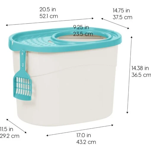 IRIS USA Large Round Top Entry Cat Litter Box & Scoop -Cat Supply Store 156874 PT1. AC SS1800 V1680796037