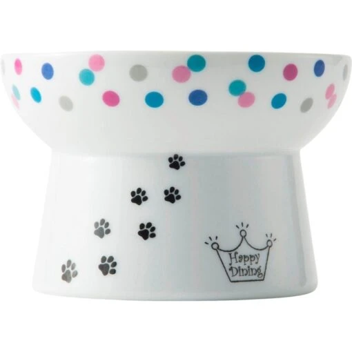 Necoichi Raised Cat Food Bowl, Colorful Dots -Cat Supply Store 169388 PT1. AC SS1800 V1649351566