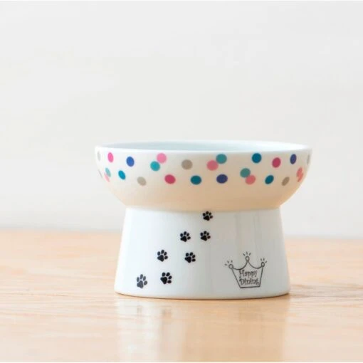 Necoichi Raised Cat Food Bowl, Colorful Dots -Cat Supply Store 169388 PT3. AC SS1800 V1649344930