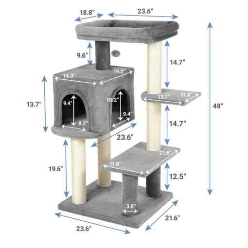 Frisco 48-in Heavy Duty Faux Fur Cat Tree & Condo -Cat Supply Store 169399 PT1. AC SS1800 V1669644407