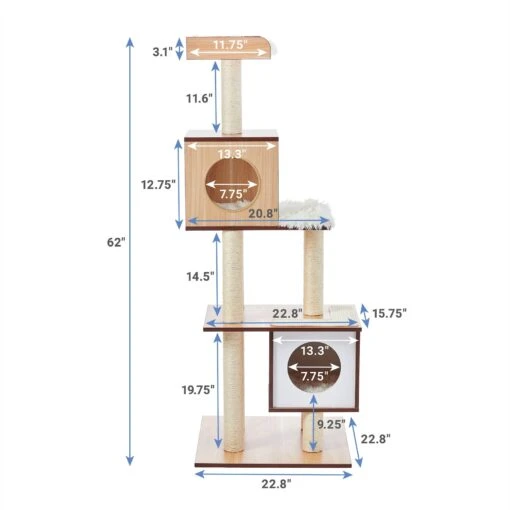 Frisco 62-in Modern Cat Tree & Condo -Cat Supply Store 177901 PT1. AC SS1800 V1584451759