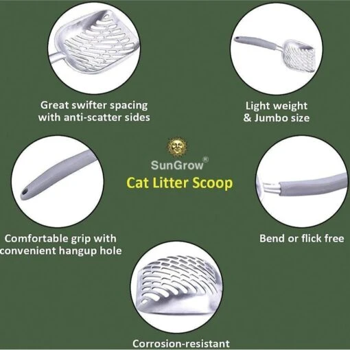 SunGrow Non-Stick Metal Scoop Kitty Box Cat Litter Scooper -Cat Supply Store 179562 PT3. AC SS1800 V1561406845