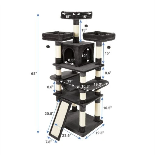 Frisco 68-in Faux Fur Cat Tree & Condo -Cat Supply Store 180384 PT1. AC SS1800 V1584451905