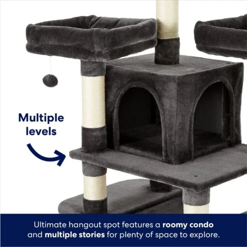 Frisco 68-in Faux Fur Cat Tree & Condo -Cat Supply Store 180384 PT2. AC SS1800 V1669908585