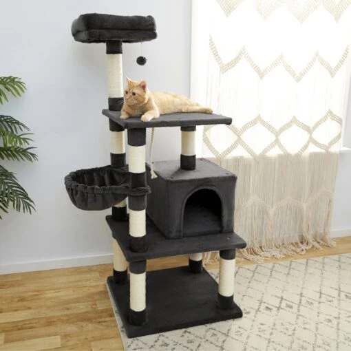 Frisco 59-in Faux Fur Cat Tree & Condo -Cat Supply Store 180387 MAIN. AC SS1800 V1584451095