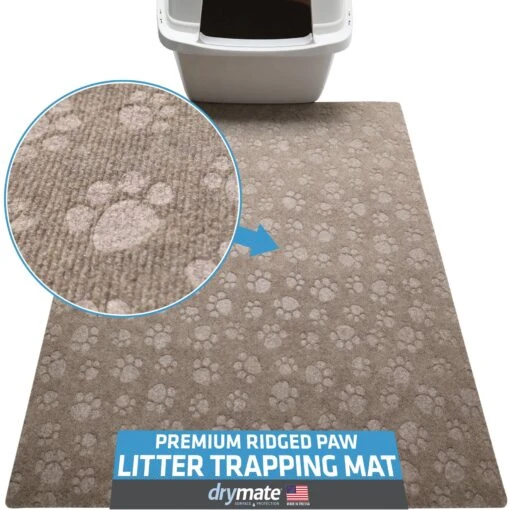 Drymate Premium Debossed Paw Cat Litter Trapping Mat, Taupe, X-Large, 28-in X 34-in -Cat Supply Store 181550 MAIN. AC SS1800 V1691003204