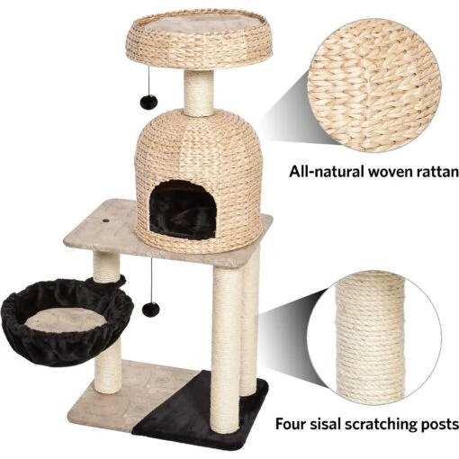 MidWest Feline Nuvo Reid 51.75-in Modern Wicker Cat Tree & Condo -Cat Supply Store 198509 PT3. AC SS1800 V1582739419