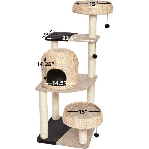 MidWest Feline Nuvo Biscayne 59.75-in Modern Wicker Cat Tree & Condo -Cat Supply Store 198511 PT1. AC SS1800 V1582738750