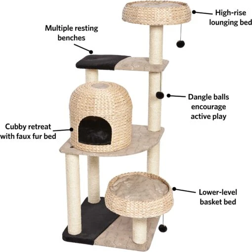 MidWest Feline Nuvo Biscayne 59.75-in Modern Wicker Cat Tree & Condo -Cat Supply Store 198511 PT2. AC SS1800 V1582739024