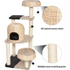 MidWest Feline Nuvo Biscayne 59.75-in Modern Wicker Cat Tree & Condo -Cat Supply Store 198511 PT3. AC SS1800 V1582739423