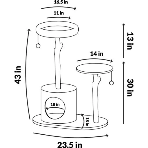 Mau Lifestyle Alba 43-in Modern Wooden Cat Tree & Condo -Cat Supply Store 211717 PT6. AC SS1800 V1632954088