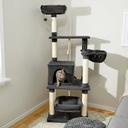 Frisco 66-in Cat Tree With Bed, Condo, Lounge Basket & Top Perch -Cat Supply Store 214381 MAIN. AC SS1800 V1606832401