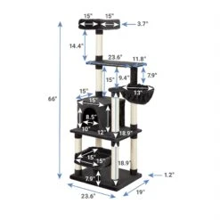 Frisco 66-in Cat Tree With Bed, Condo, Lounge Basket & Top Perch -Cat Supply Store 214381 PT1. AC SS1800 V1603925868