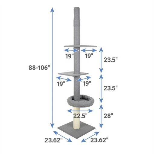 Frisco 88 To 106-in 3 Level Floor To Ceiling Heavy Duty Cat Tower -Cat Supply Store 214389 PT1. AC SS1800 V1602837999