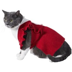 Frisco V Ruffle Dog & Cat Sweater Dress -Cat Supply Store 223730 PT2. AC SS1800 V1608820389