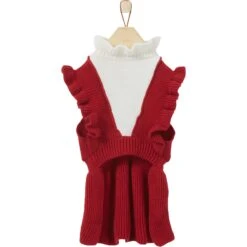 Frisco V Ruffle Dog & Cat Sweater Dress -Cat Supply Store 223730 PT4. AC SS1800 V1599569814