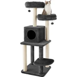 Frisco 55-in Faux Fur Cat Tree & Condo -Cat Supply Store 236542 PT2. AC SS1800 V1615987418