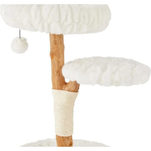 Frisco Natural Wood Modern Cat Tree With Toy, Ivory, Medium -Cat Supply Store 236561 PT4. AC SS1800 V1615987366