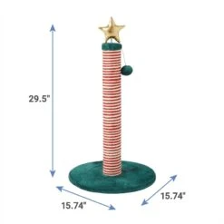 Frisco Holiday 29.5-in Candy Cane Sisal Cat Scratching Post With Toy -Cat Supply Store 236565 PT1. AC SS1800 V1602774370