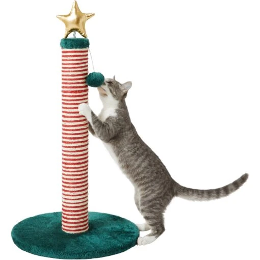 Frisco Holiday 29.5-in Candy Cane Sisal Cat Scratching Post With Toy -Cat Supply Store 236565 PT2. AC SS1800 V1601342456