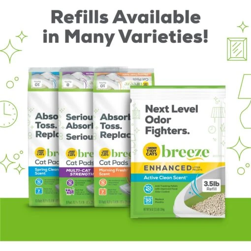 Tidy Cats Breeze Enhanced Active Clean Scent Litter Pellets & Multi-Cat Pads Bundle Pack -Cat Supply Store 238093 PT6. AC SS1800 V1700161788