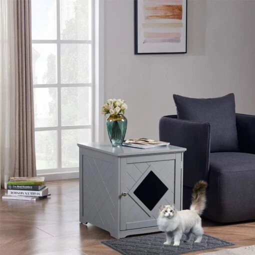 Unipaws Decorative Diamond-Design Cat Litter Box Enclosure -Cat Supply Store 241620 MAIN. AC SS1800 V1701379509