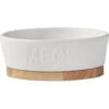 Frisco Oval Meow Non-skid Ceramic Cat Bowl With Wood Base -Cat Supply Store 256080 MAIN. AC SS1800 V1615300007