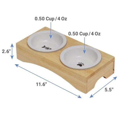 Frisco Double Elevated Cat Bowl With Wood Stand -Cat Supply Store 256082 PT1. AC SS1800 V1616697347