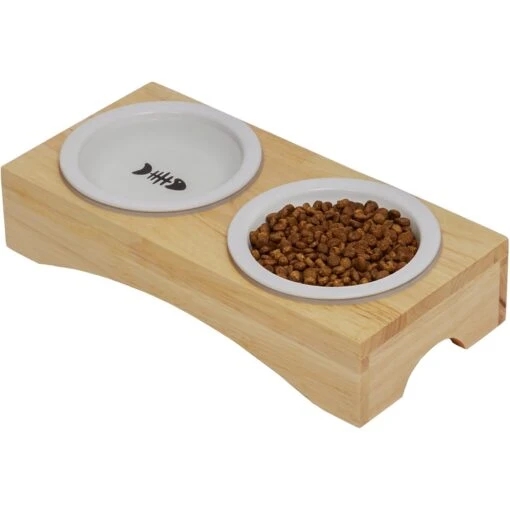 Frisco Double Elevated Cat Bowl With Wood Stand -Cat Supply Store 256082 PT3. AC SS1800 V1615312021