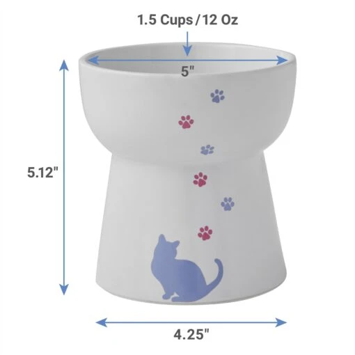 Frisco Cat Print Non-Skid Elevated Ceramic Cat Bowl, Tall -Cat Supply Store 256099 PT1. AC SS1800 V1623936501