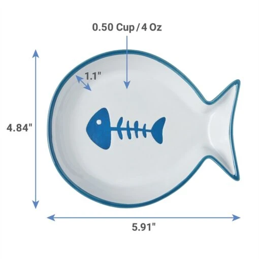 Frisco Fish Shaped Non-skid Ceramic Cat Dish -Cat Supply Store 256109 PT1. AC SS1800 V1616697286