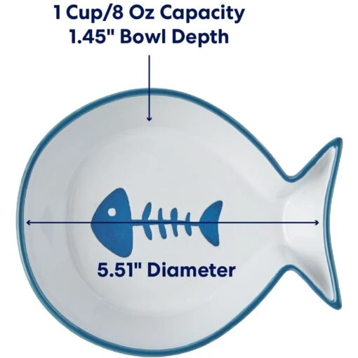 Frisco Fish Shaped Non-skid Ceramic Cat Bowl -Cat Supply Store 256111 PT1. AC SS1800 V1692728249