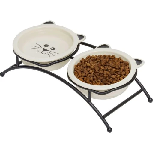 Frisco Cat Face Non-skid Elevated Double Ceramic Cat Bowl -Cat Supply Store 256113 PT3. AC SS1800 V1615312281