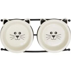 Frisco Cat Face Non-skid Elevated Double Ceramic Cat Bowl -Cat Supply Store 256113 PT4. AC SS1800 V1615312897