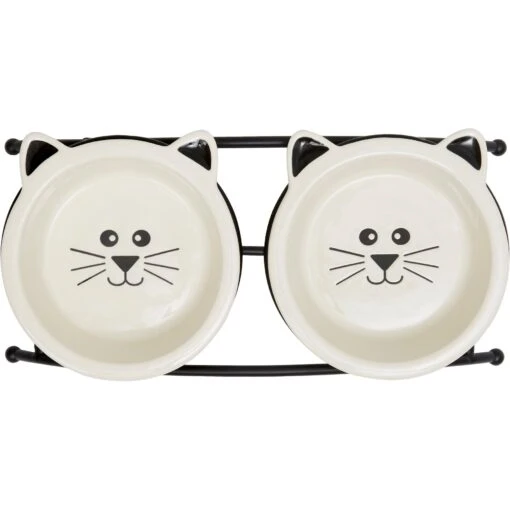 Frisco Cat Face Non-skid Elevated Double Ceramic Cat Bowl -Cat Supply Store 256113 PT4. AC SS1800 V1615312897