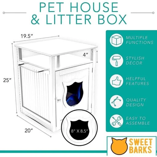 Sweet Barks Wooden Nightstand Cat Litter Box Enclosure -Cat Supply Store 258689 PT3. AC SS1800 V1607642539