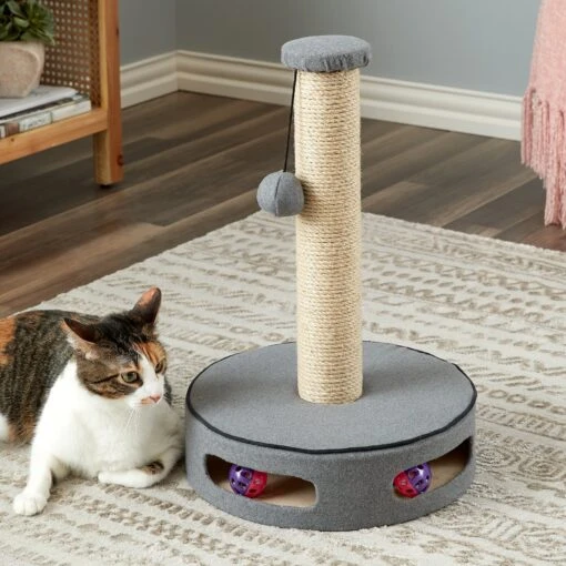 Two By Two The Elm 19.7-in Jute Cat Scratching Post, Grey -Cat Supply Store 261421 MAIN. AC SS1800 V1606147612