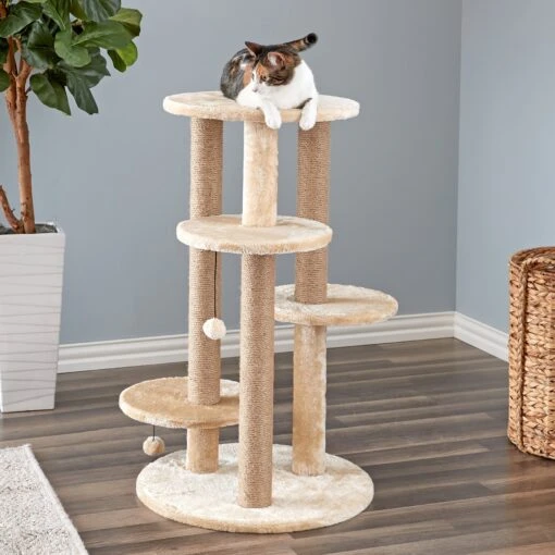 Two By Two The Fir 36.2-in Faux-Fleece Cat Tree, Beige -Cat Supply Store 261435 MAIN. AC SS1800 V1606144930