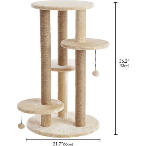 Two By Two The Fir 36.2-in Faux-Fleece Cat Tree, Beige -Cat Supply Store 261435 PT1. AC SS1800 V1606148541