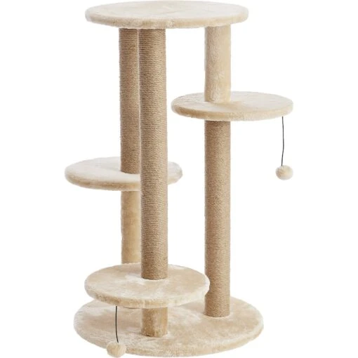 Two By Two The Fir 36.2-in Faux-Fleece Cat Tree, Beige -Cat Supply Store 261435 PT2. AC SS1800 V1606148516